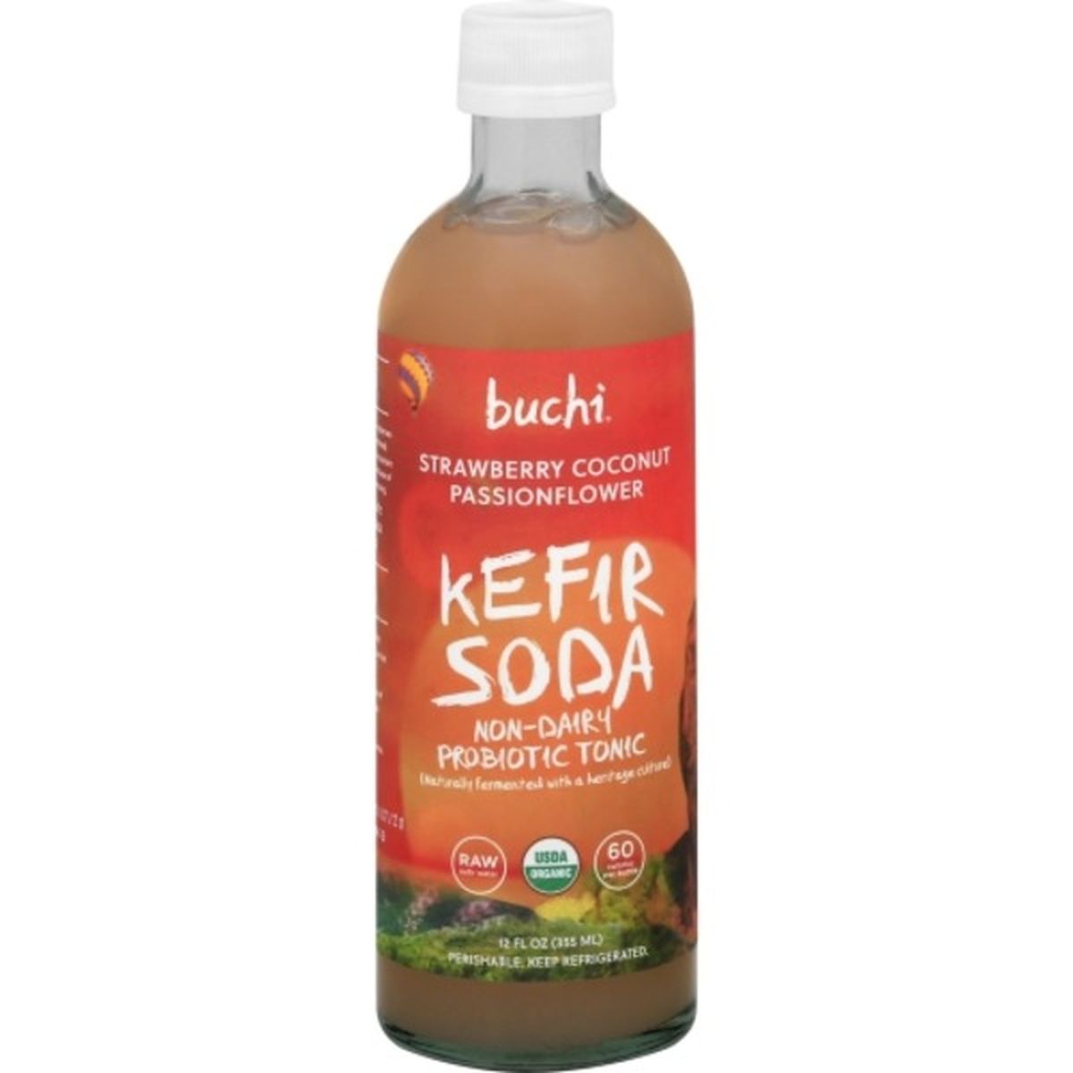 Calories in Buchi Kefir Soda, Strawberry Coconut Passionflower