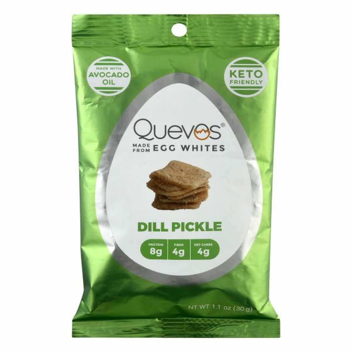 Calories in Quevos Egg White Chips, Dill Pickle