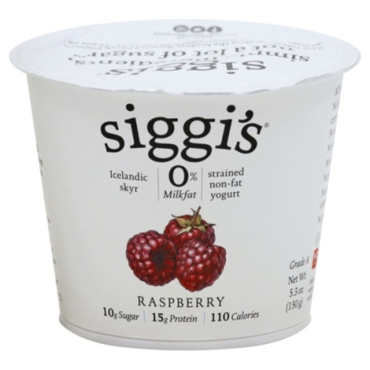 Calories in Siggi's Yogurt, Non-Fat, Raspberry, Strained