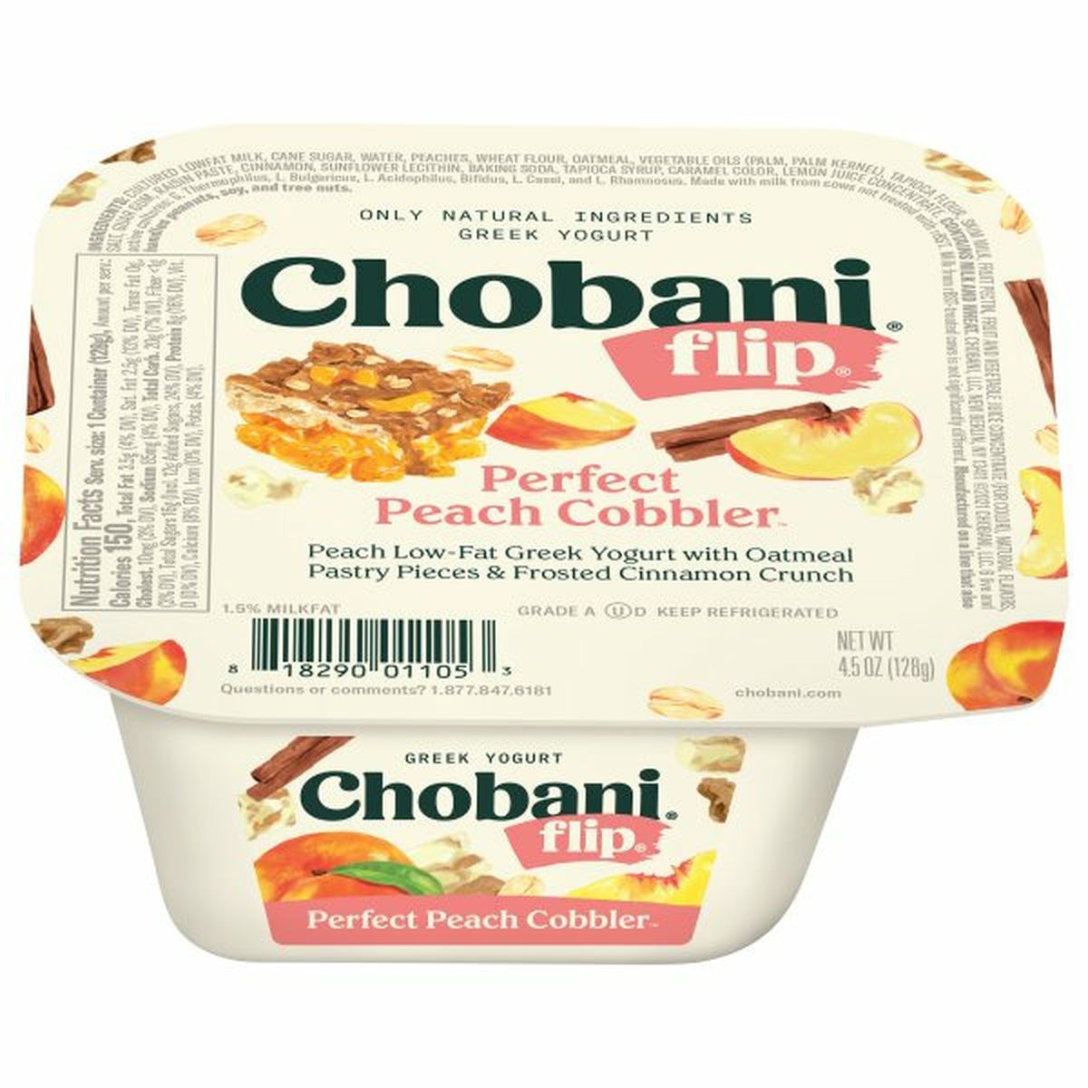 Calories in Chobani Flip Yogurt, Greek, Perfect Peach Cobbler