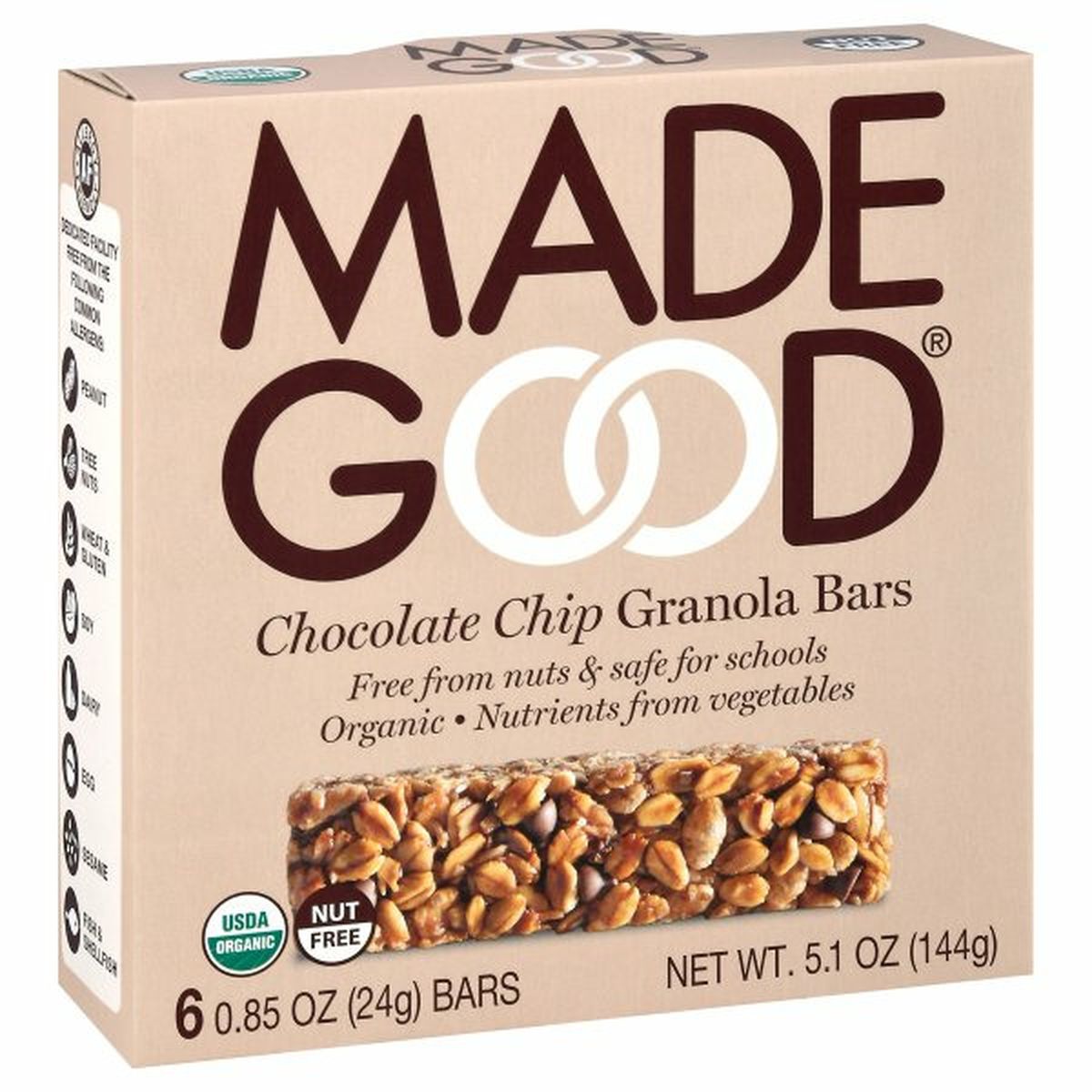Calories in Made Good Granola Bars, Chocolate Chip