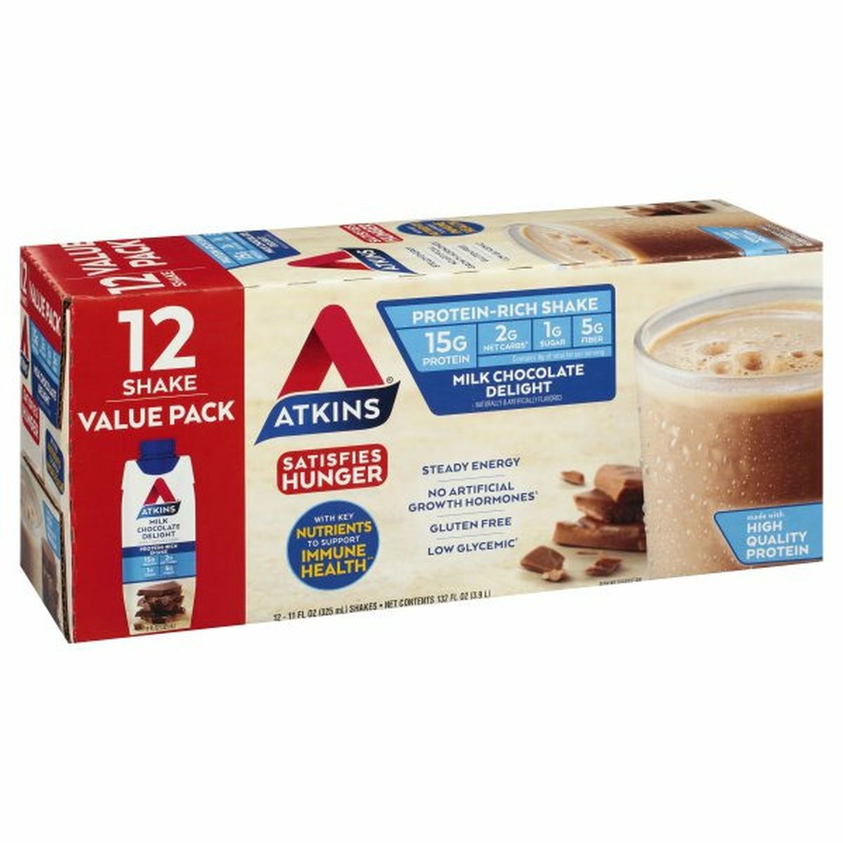 Calories in Atkins Protein-Rich Shake, Milk Chocolate Delight, Value Pack
