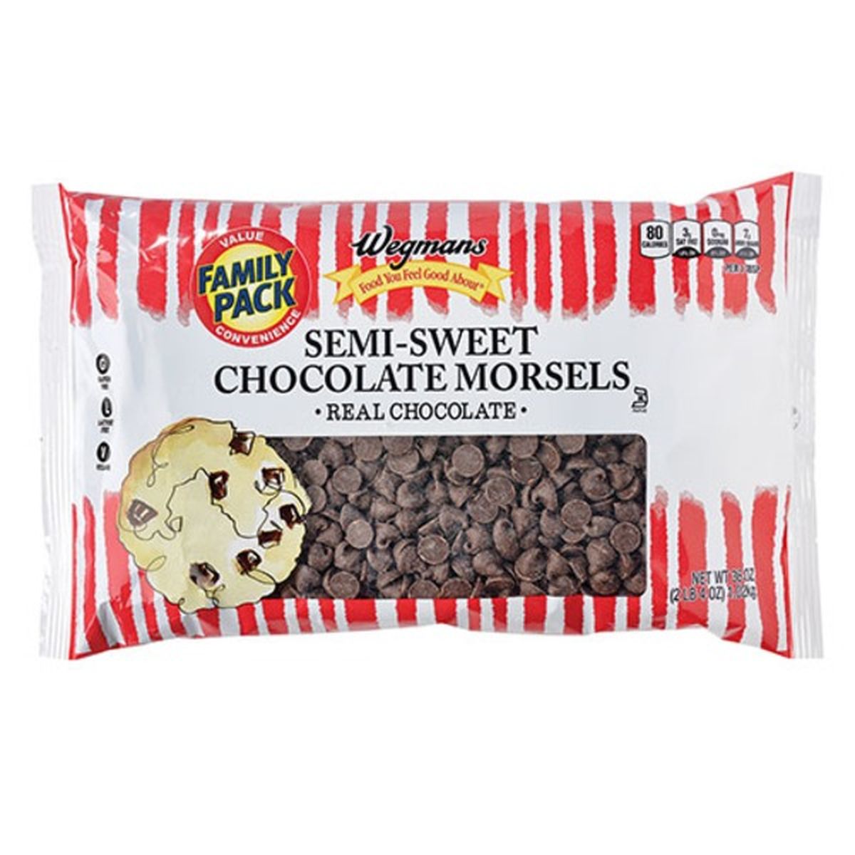 Calories in Wegmans Semi-Sweet Chocolate Morsels, FAMILY PACK