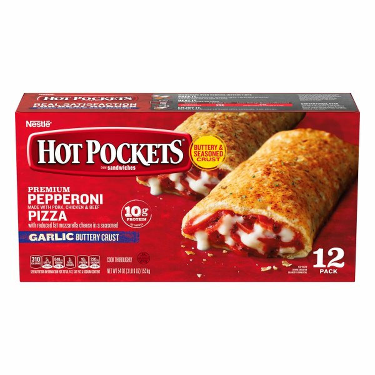 Calories in Hot Pockets Sandwiches, Premium Pepperoni, Pizza, Garlic Buttery Crust