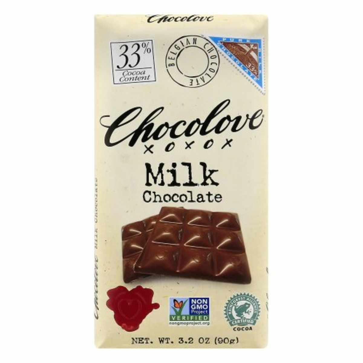Calories in Chocolove Milk Chocolate, 33% Cocoa