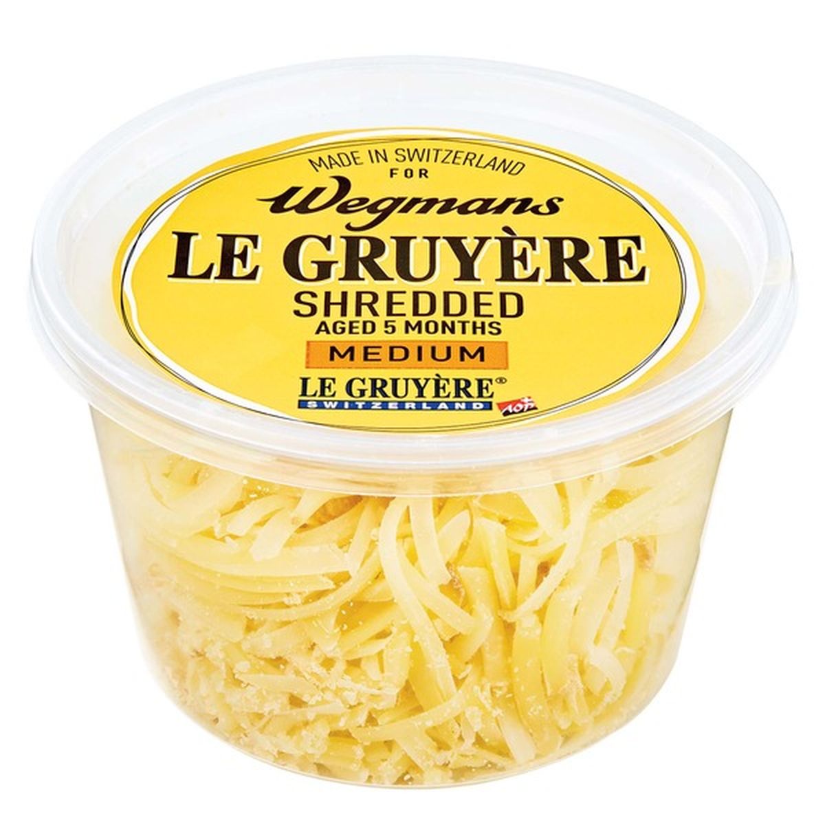 Calories in Wegmans Le Gruyere Cheese Aged 5 Months, Shredded Medium