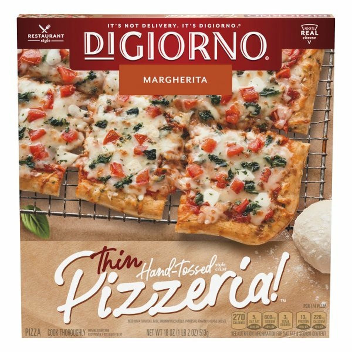 Calories in DiGiorno Pizza, Thin Hand-Tossed Style Crust, Margherita
