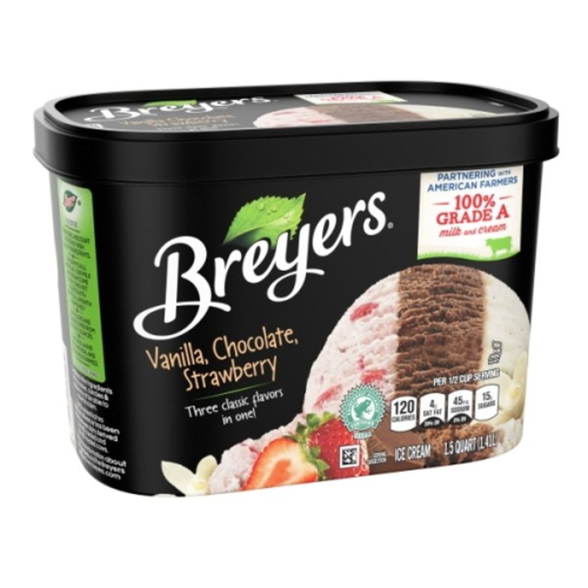 Calories in Breyers Ice Cream, Vanilla, Chocolate, Strawberry