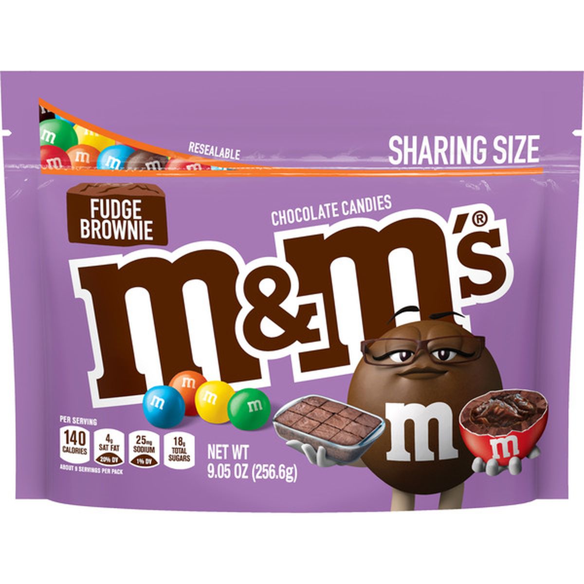 Calories in M&M's Chocolate Candies, Fudge Brownie, Sharing Size