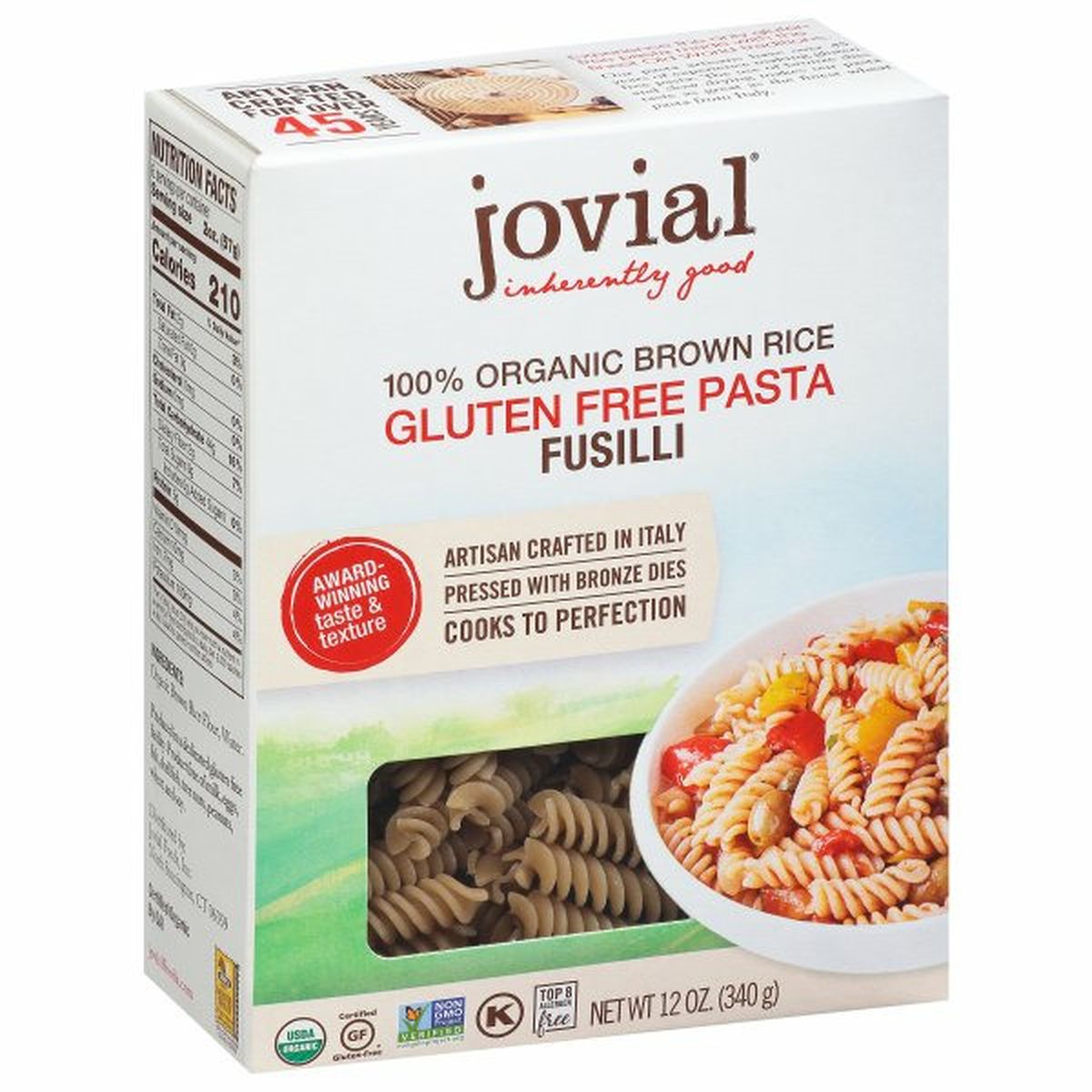 Calories in Jovial Pasta, Gluten Free, Fusilli