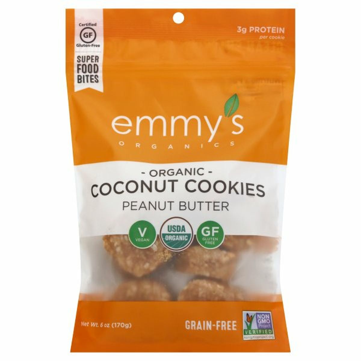 Calories in Emmys Coconut Cookies, Organic, Peanut Butter
