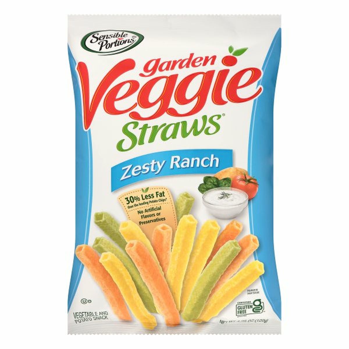 Calories in Sensible Portions Veggie Straws, Garden, Zesty Ranch