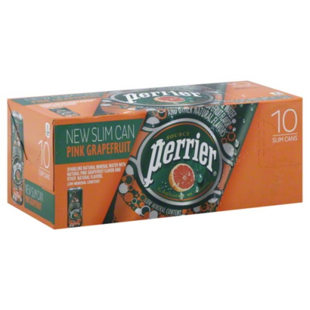 Calories in Perrier Sparkling Water, Natural Mineral, Pink Grapefruit, Slim Can