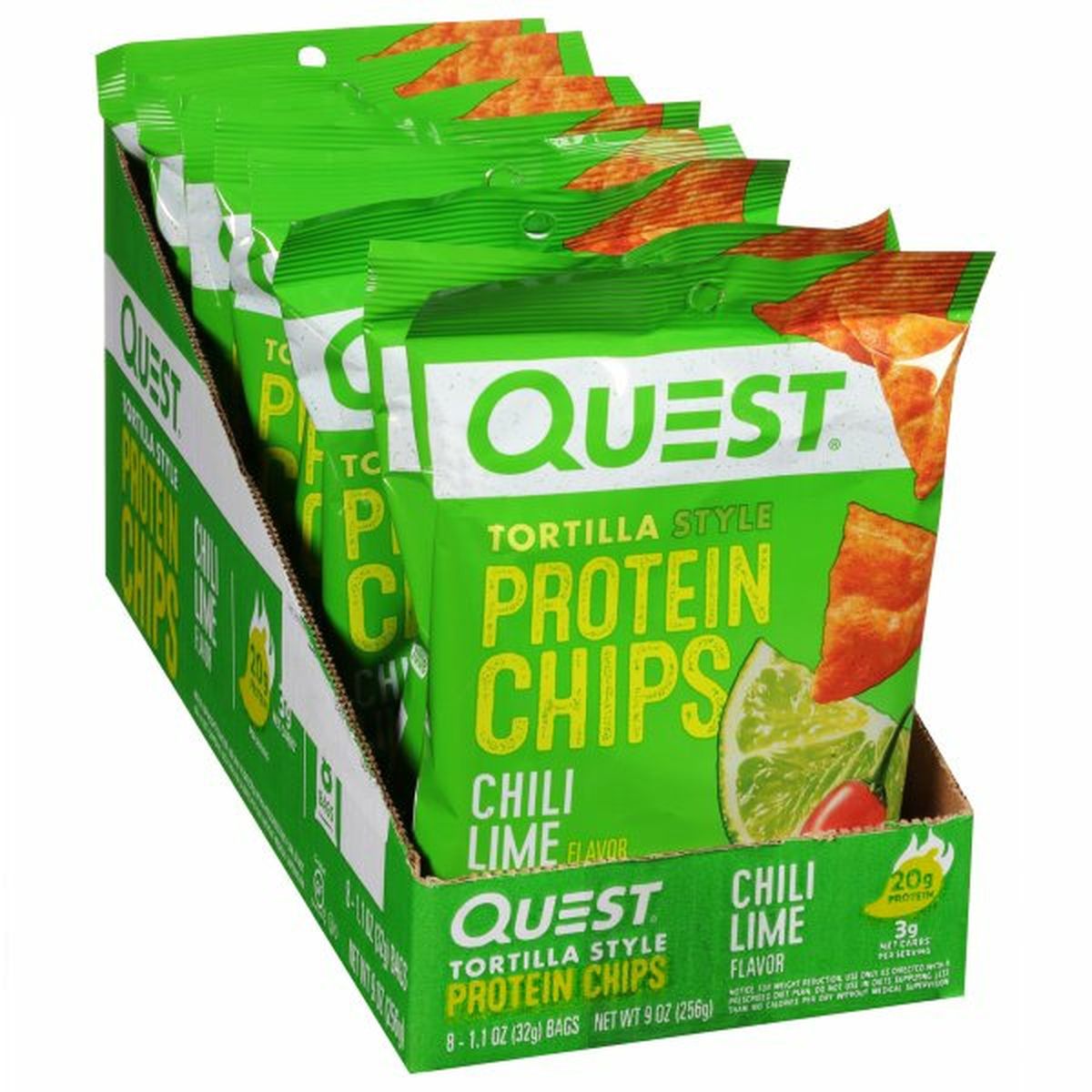 Calories in Quest Protein Chips, Chili Lime Flavor, Tortilla Style