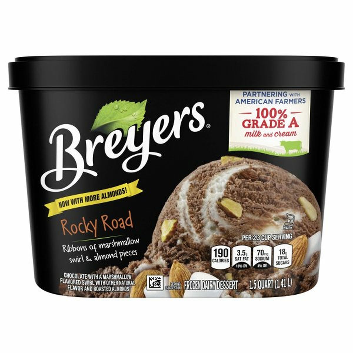 Calories in Breyers Frozen Dairy Dessert, Rocky Road