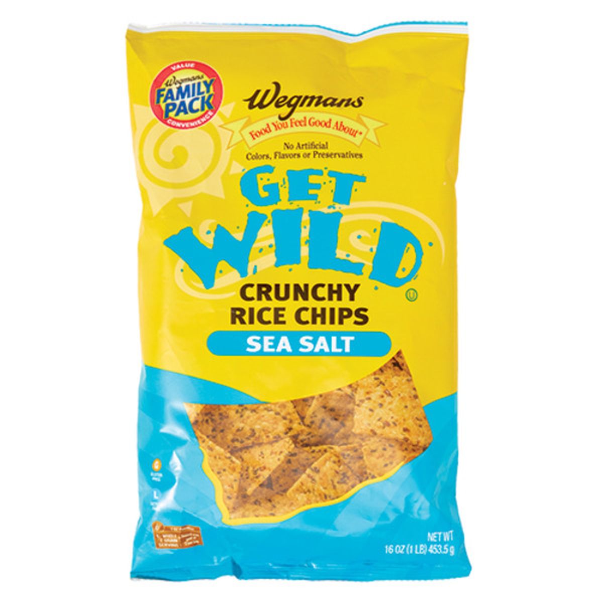 Calories in Wegmans Get Wild Crunchy Rice Chips, Sea Salt, FAMILY PACK