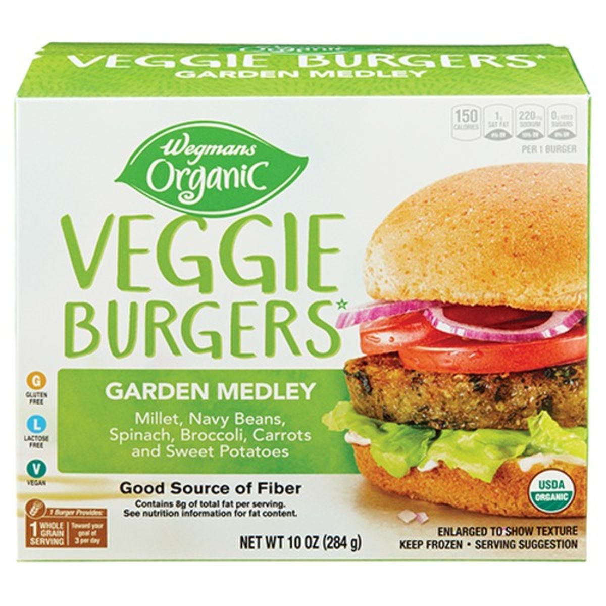 Calories in Wegmans Organic Veggie Burgers, Garden Medley