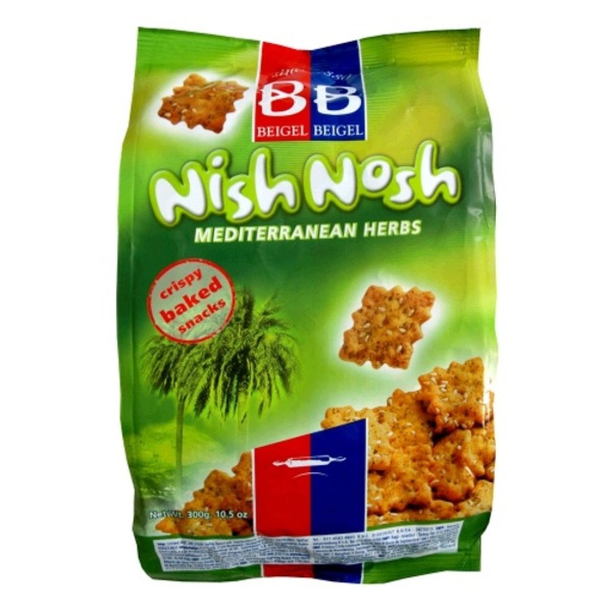 Calories in Beigel & Beigel Nish Nosh Crispy Baked Snacks, Mediterranean Herbs