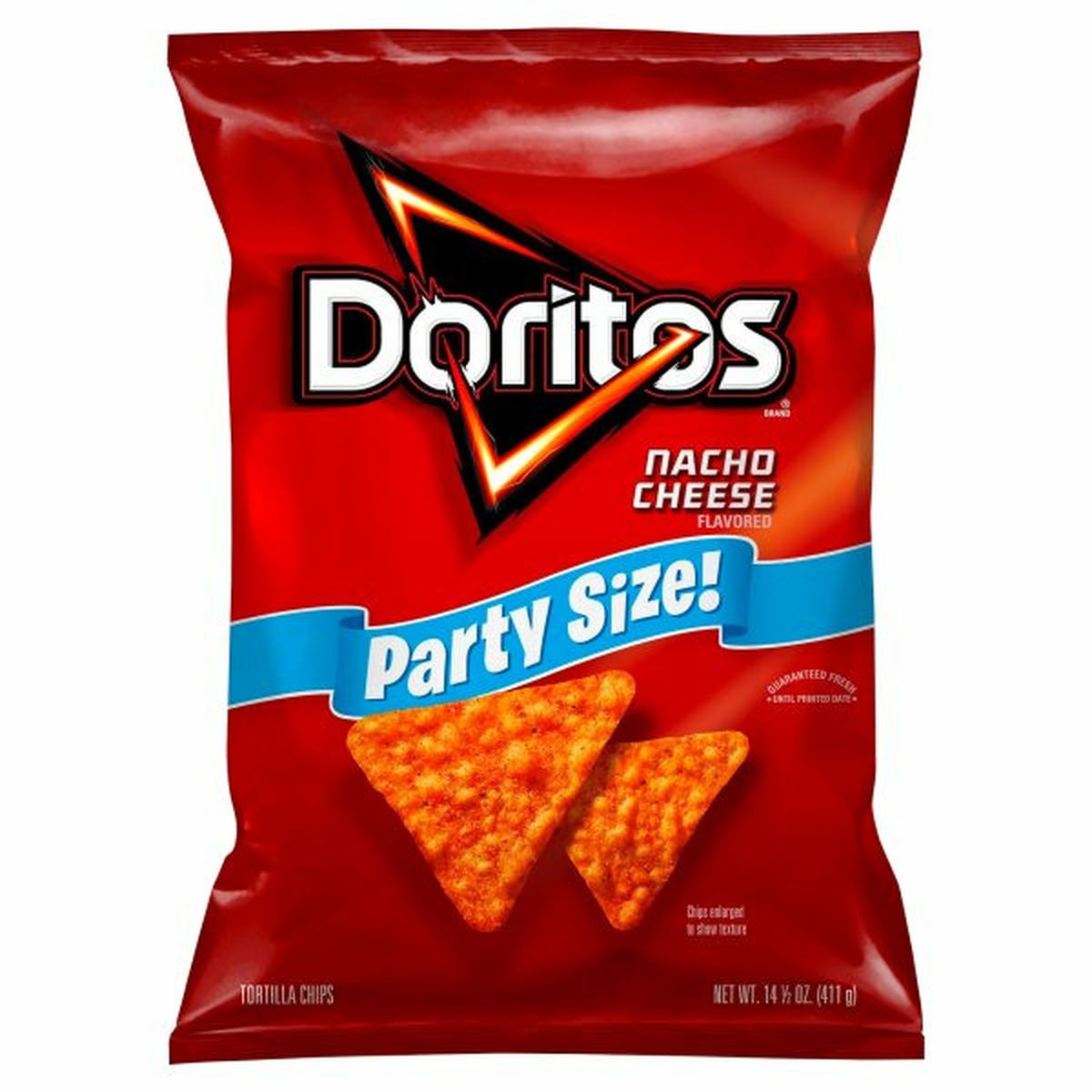 Calories in Doritos Tortilla Chips, Nacho Cheese Flavored, Party Size!