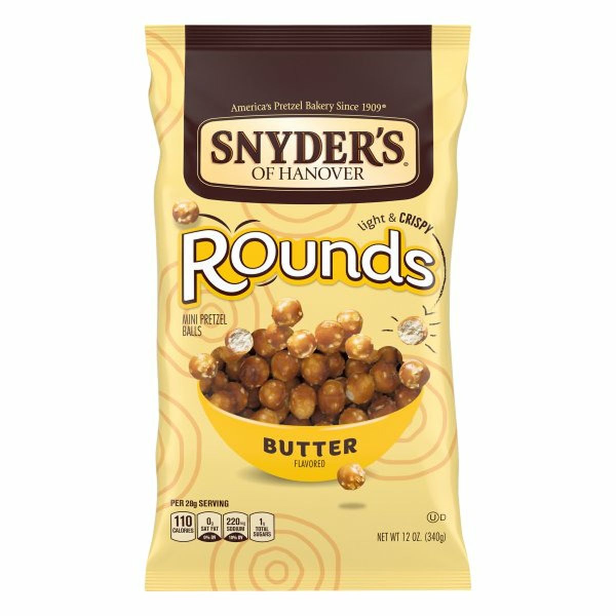 Calories in Snyder's of Hanovers Pretzel Balls, Mini, Butter, Rounds