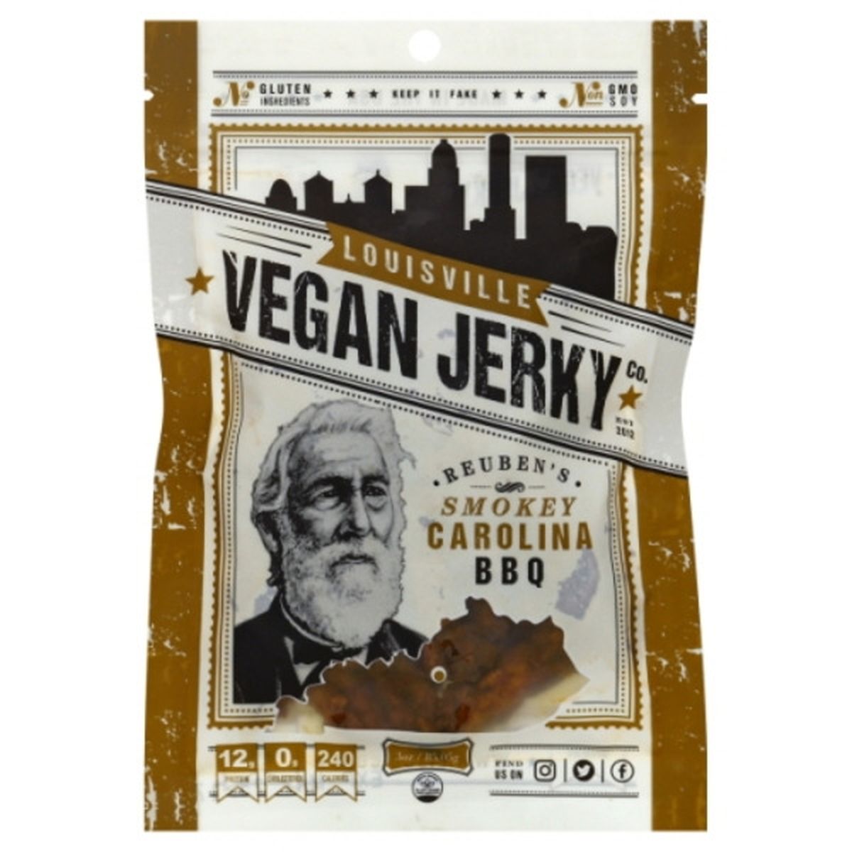 Calories in Louisville Vegan Jerky Vegan Jerky, Reuben's, Smokey Carolina BBQ