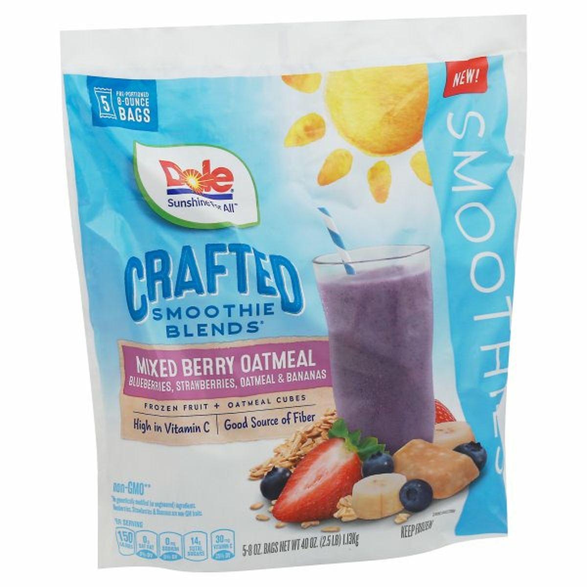 Calories in Dole Crafted Smoothie Blends, Mixed Berry Oatmeal