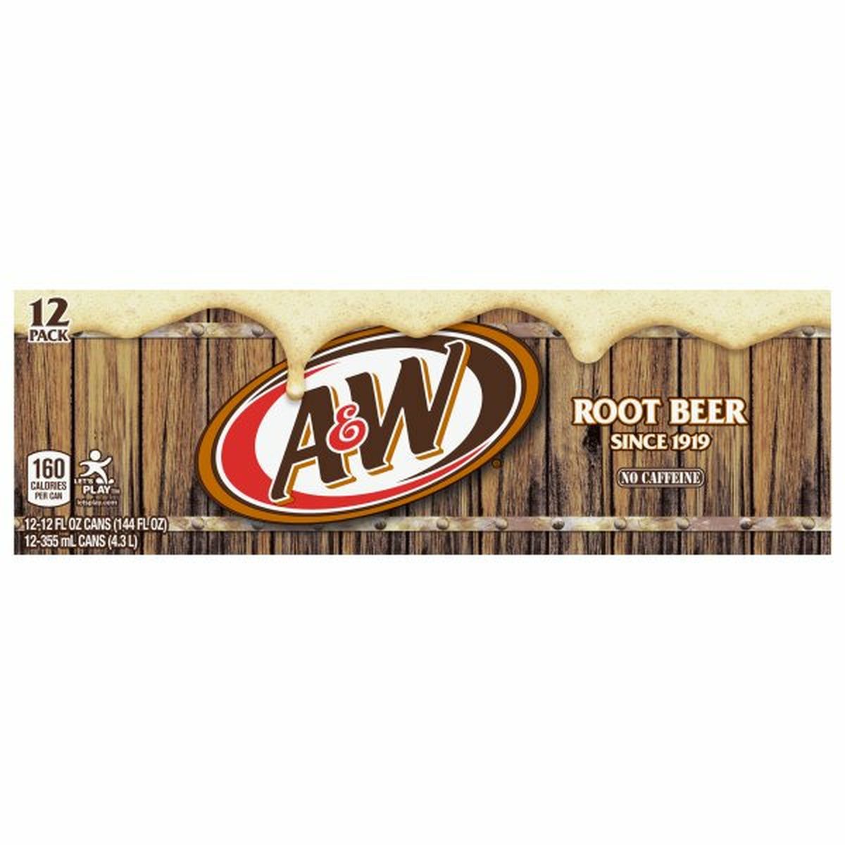 Calories in A&W Root Beer Root Beer, 12 Pack