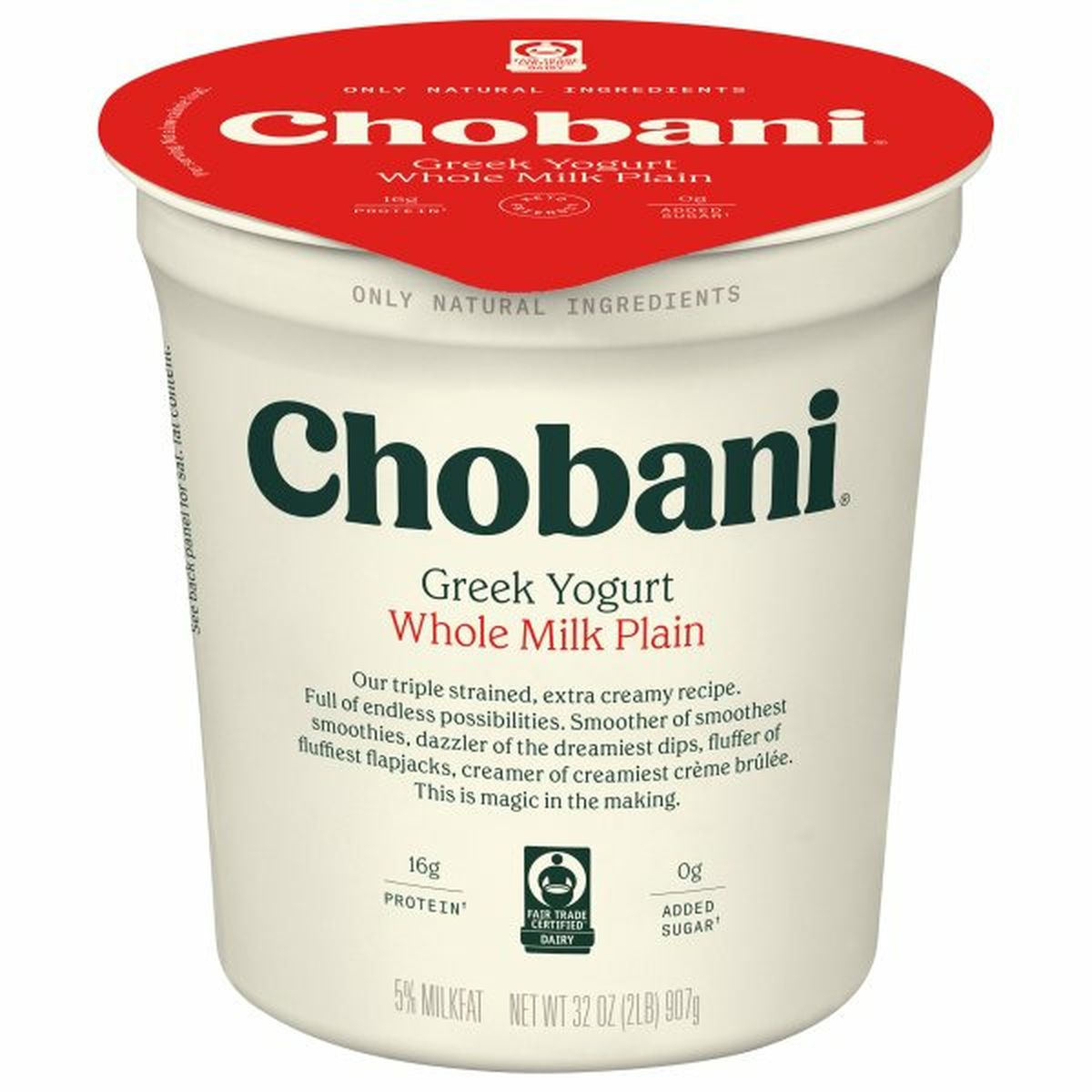 Calories in Chobani Yogurt, Greek, Whole Milk Plain