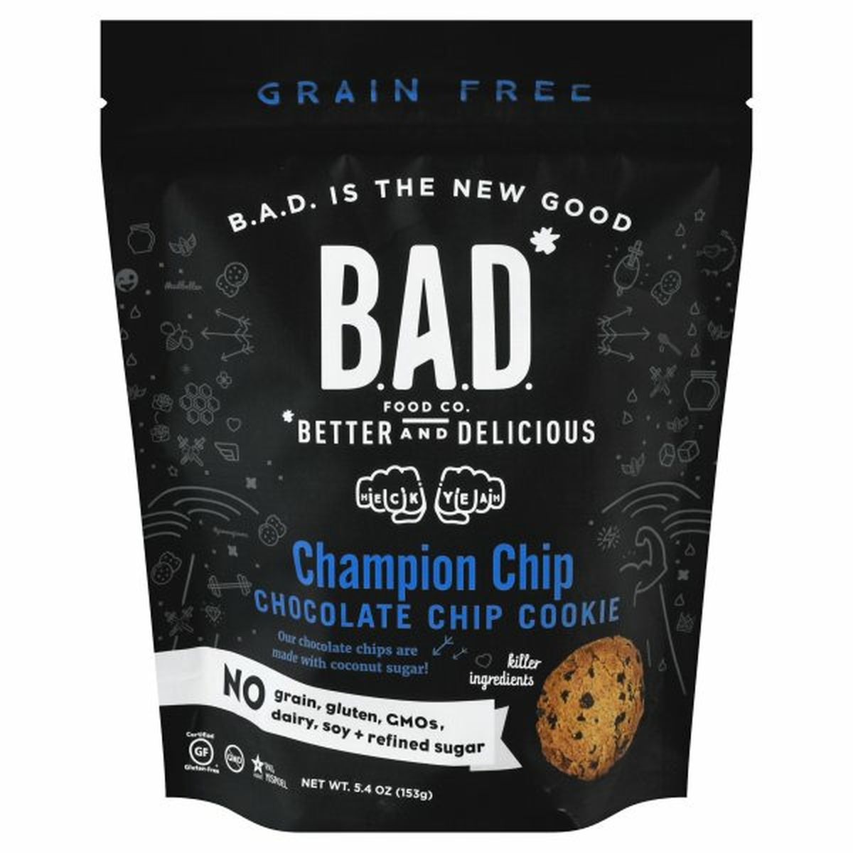 Calories in B.A.D. Food Co. Cookie, Grain Free, Champion Chip