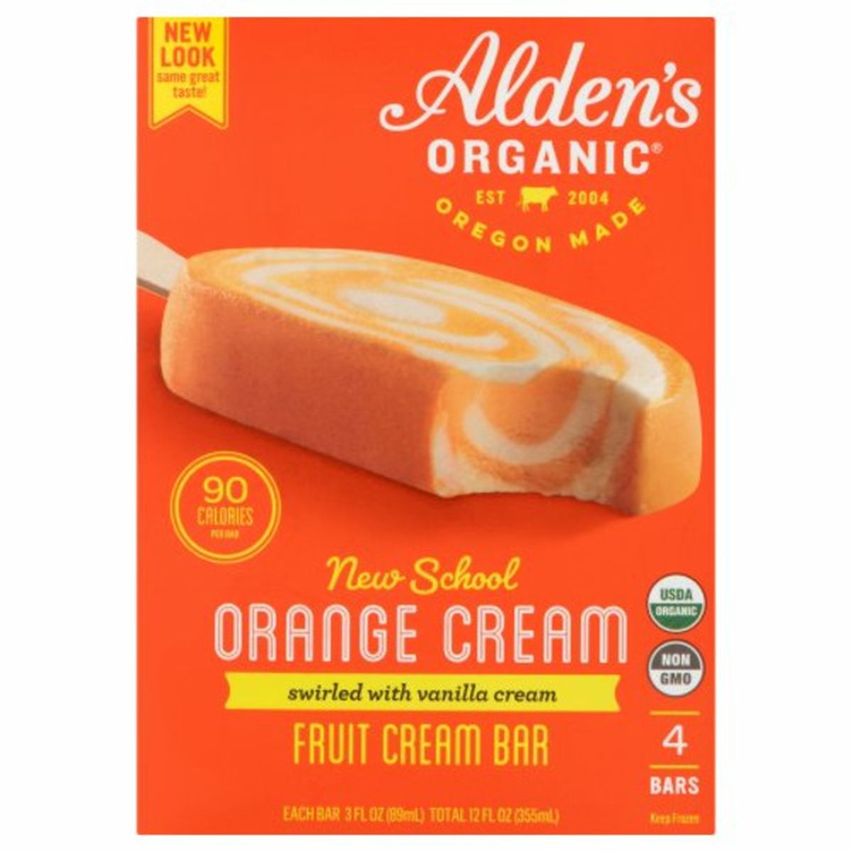 Calories in Alden's Organic Fruit Cream Bar, New School Orange Cream