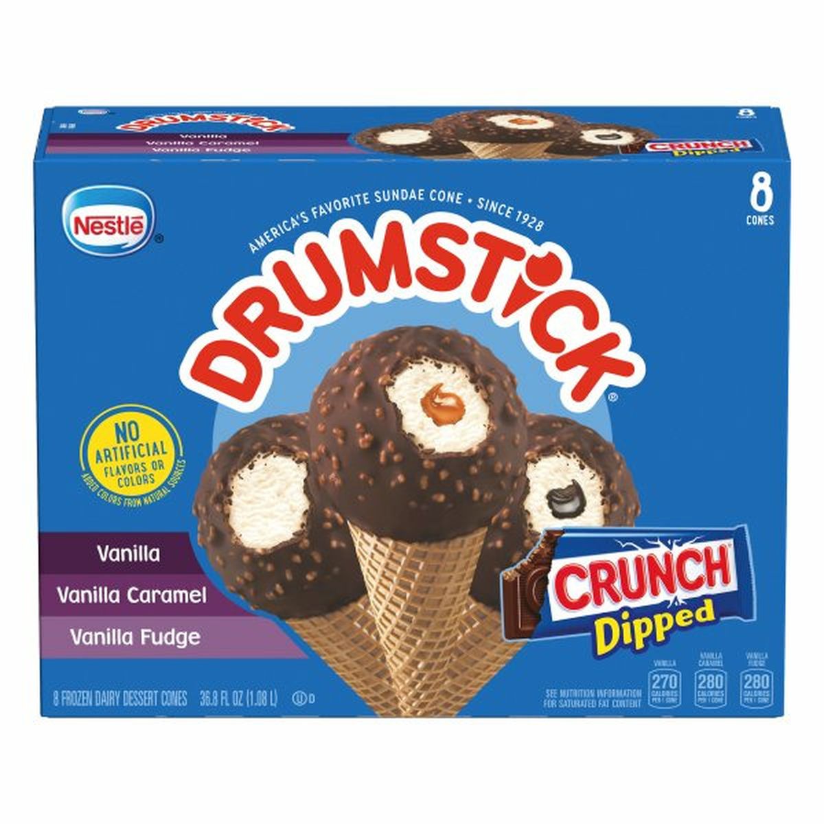 Calories in Drumstick Frozen Dessert Cones, Crunch Dipped