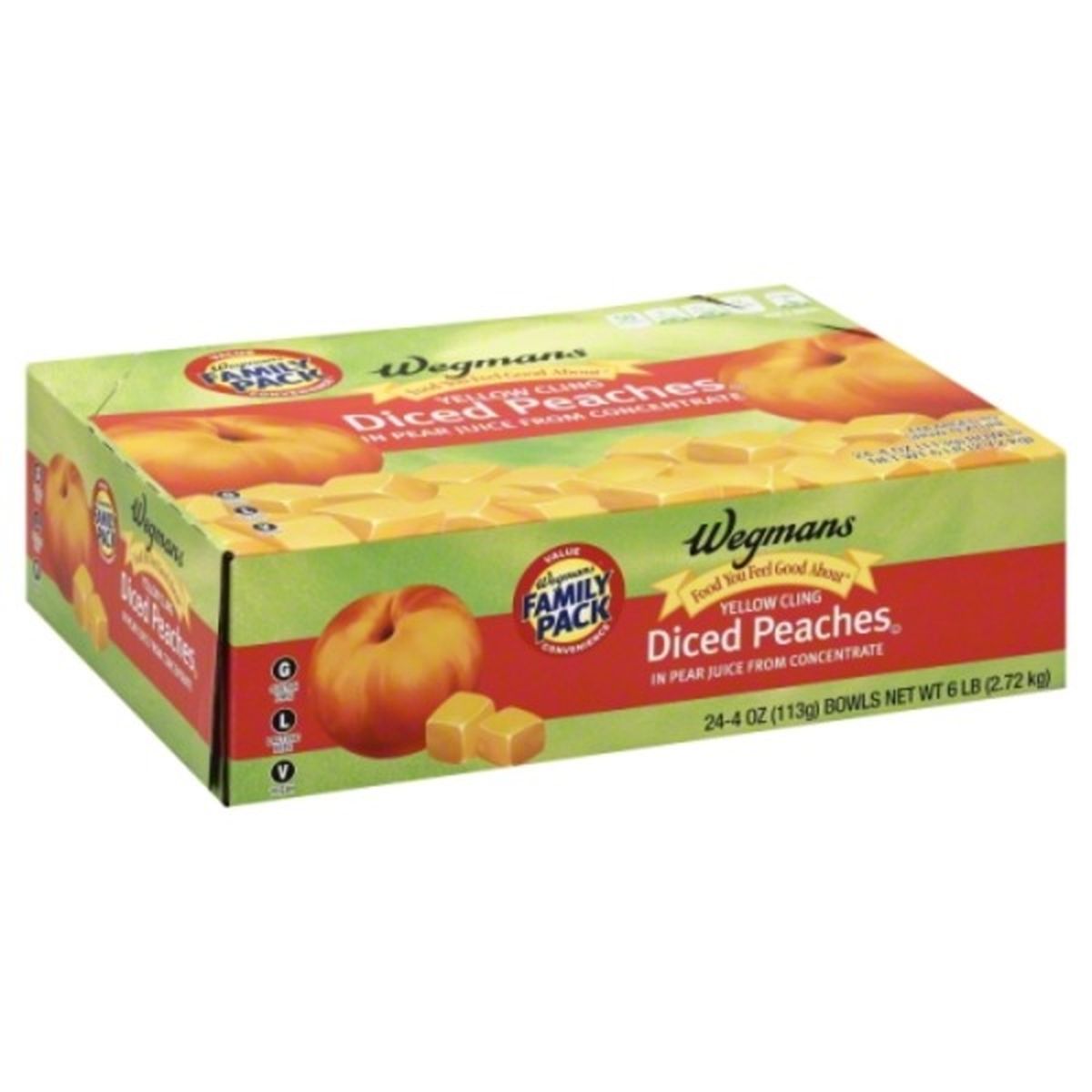Calories in Wegmans Yellow Cling Diced Peaches, FAMILY PACK