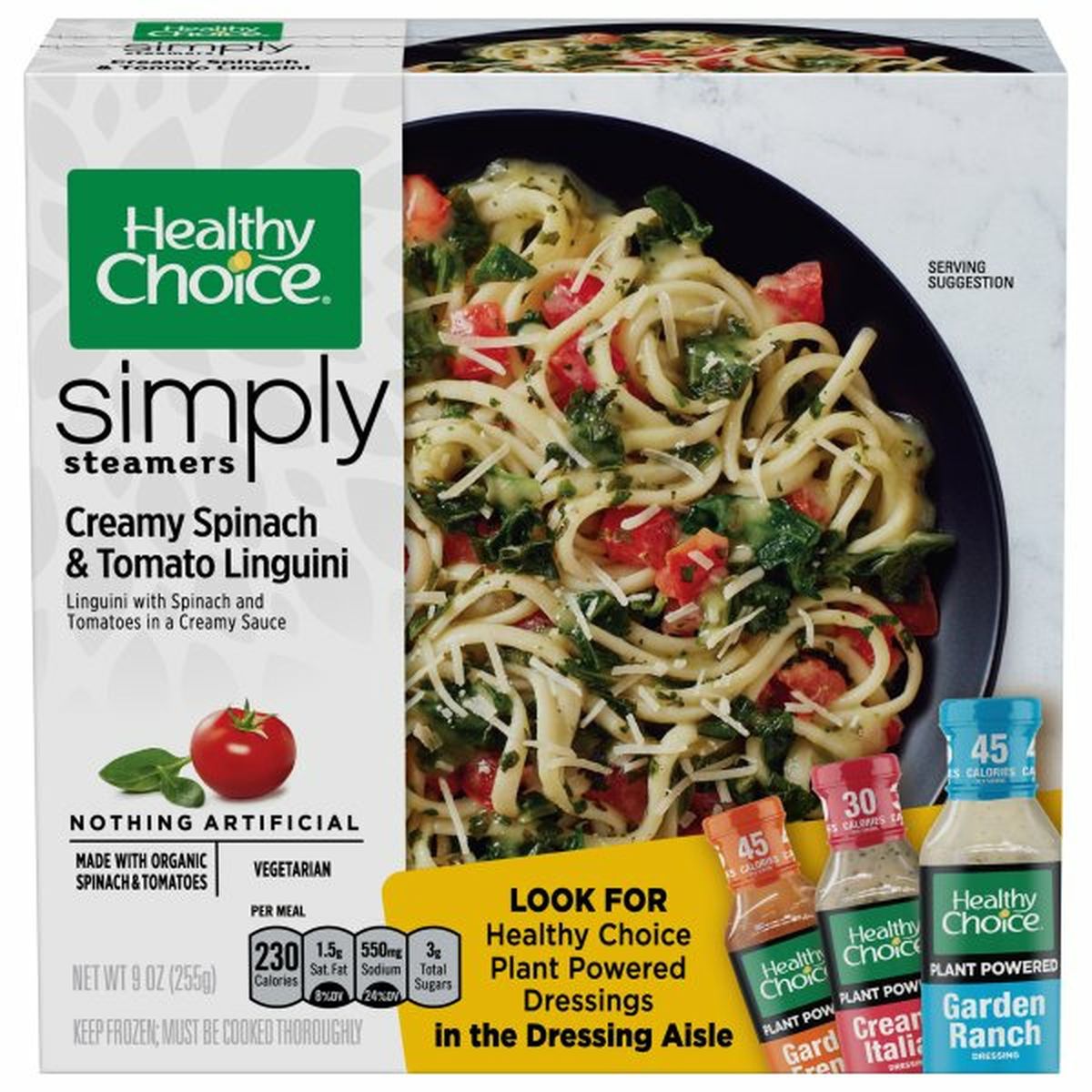 Calories in Healthy Choice Simply Steamers Creamy Spinach & Tomato Linguini