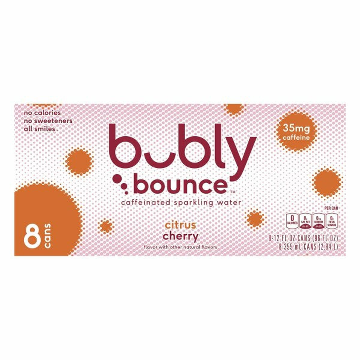 Calories in bubly Sparkling Water, Caffeinated, Citrus Cherry Flavor