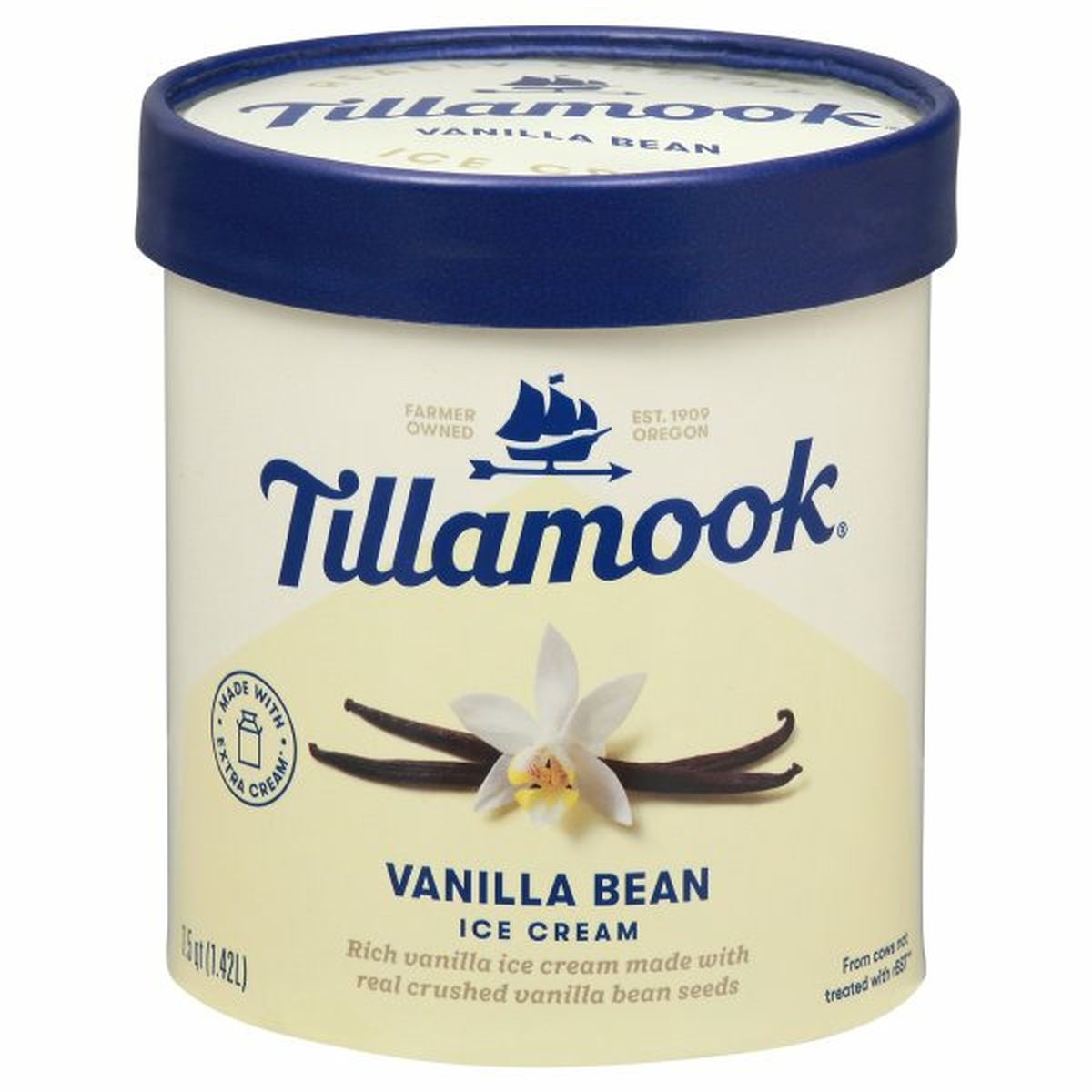 Calories in Tillamook Ice Cream, Vanilla Bean