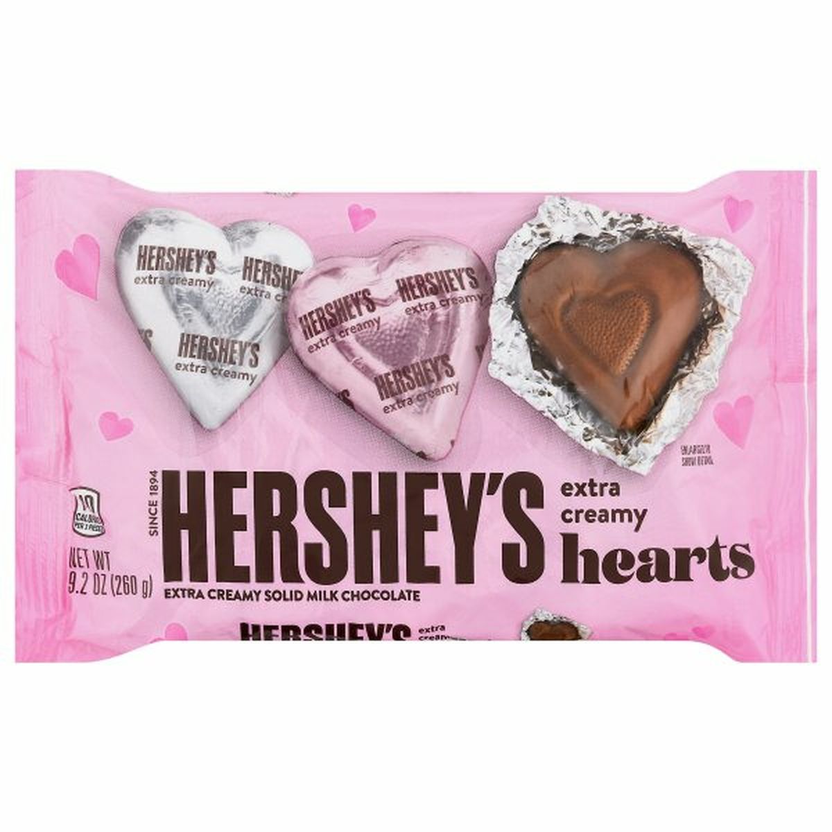 Calories in Hershey's Hearts Solid Milk Chocolate, Extra Creamy