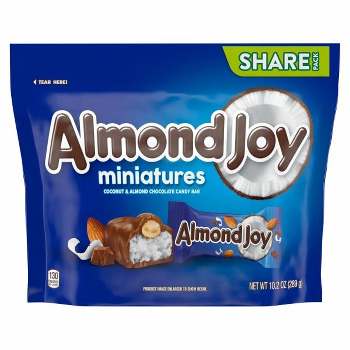Calories in ALMOND JOY Candy Bar, Coconut & Almond Chocolate, Miniatures, Share Pack