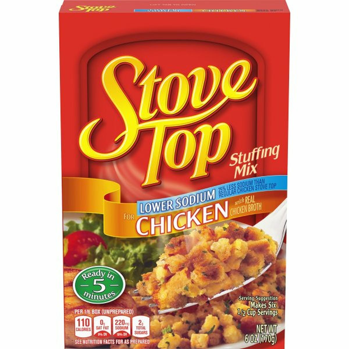Calories in Kraft Stove Top Low-Sodium Chicken Stuffing Mix