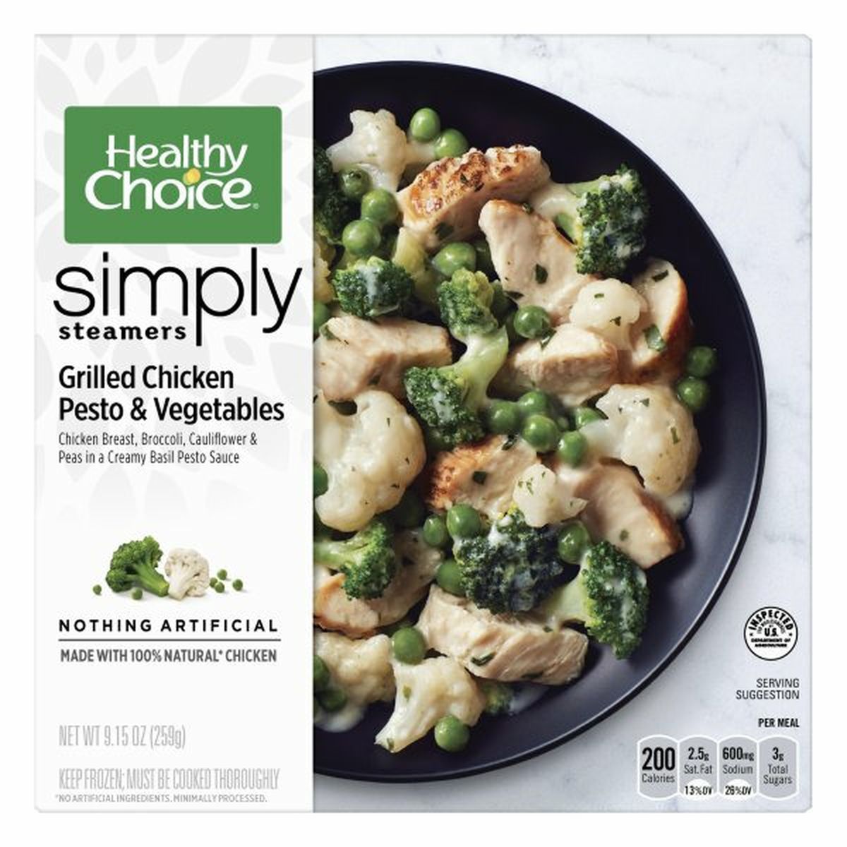 Calories in Healthy Choice Simply Steamers Grilled Chicken Pesto & Vegetables