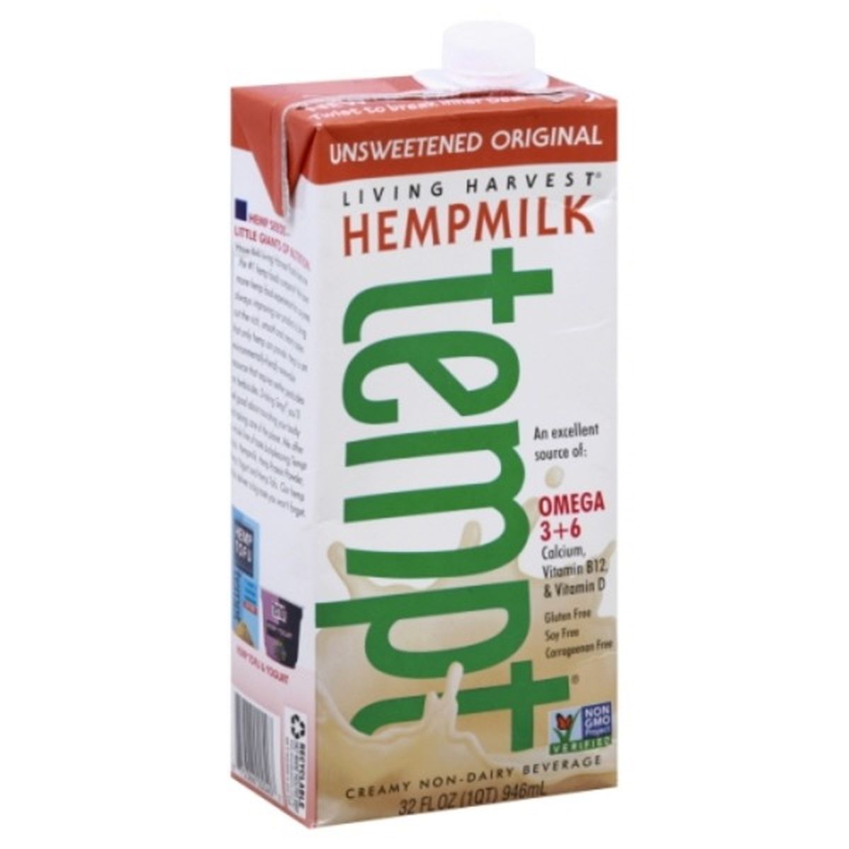 Calories in Living Harvest Tempt Hempmilk, Unsweetened, Original