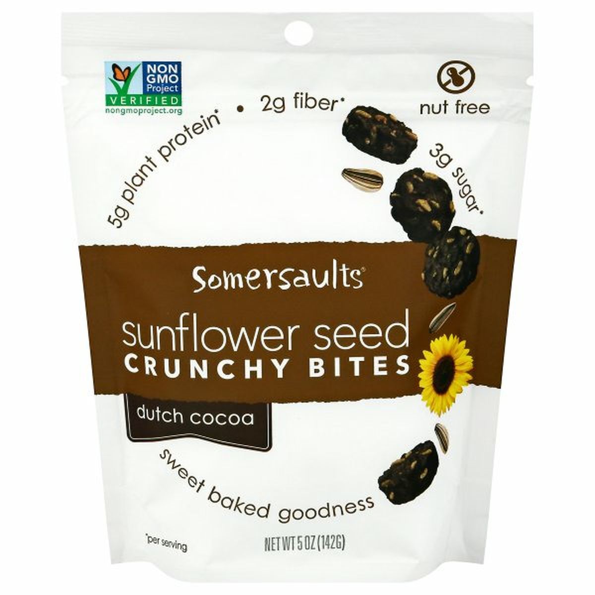 Calories in Somersaults Snack Co Crunchy Bites, Sunflower Seed, Dutch Cocoa