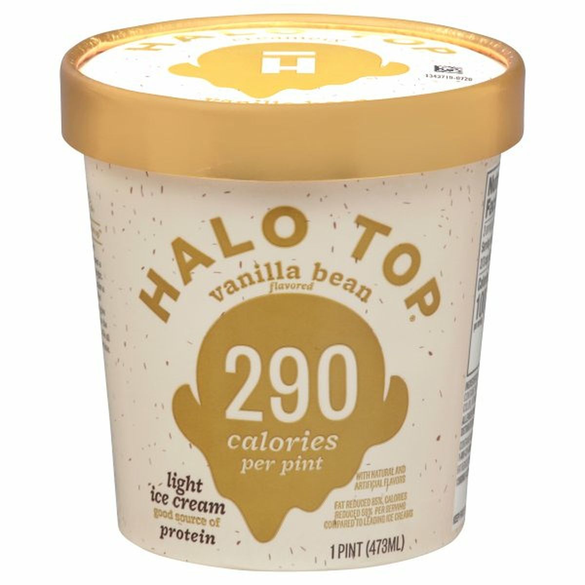 Calories in Halo Top Ice Cream, Vanilla Bean Flavored, Light