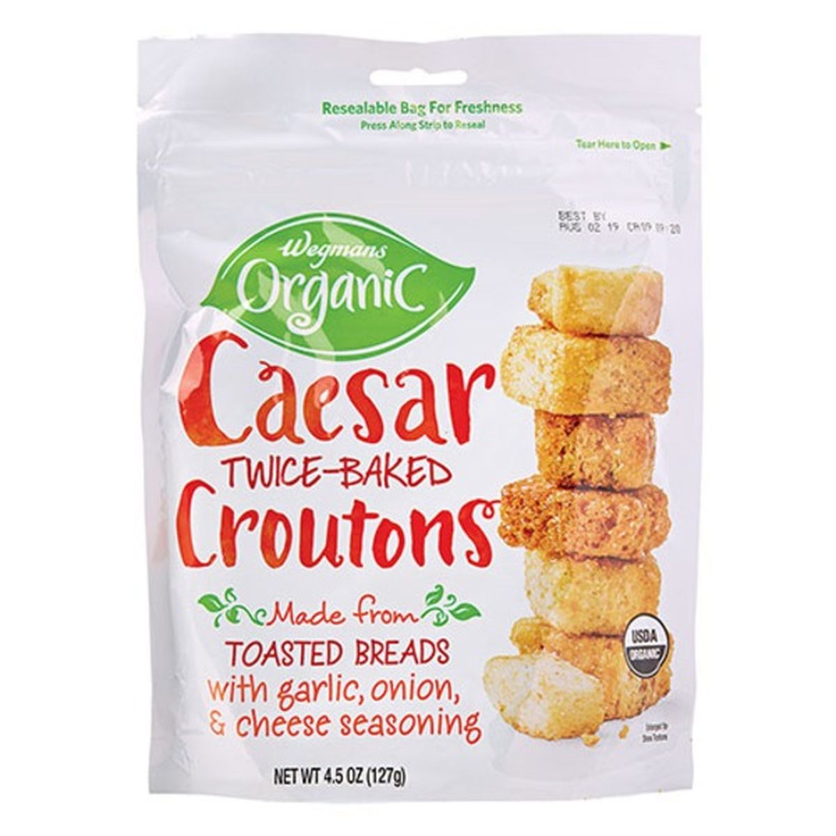Calories in Wegmans Organic Caesar Twice-Baked Croutons
