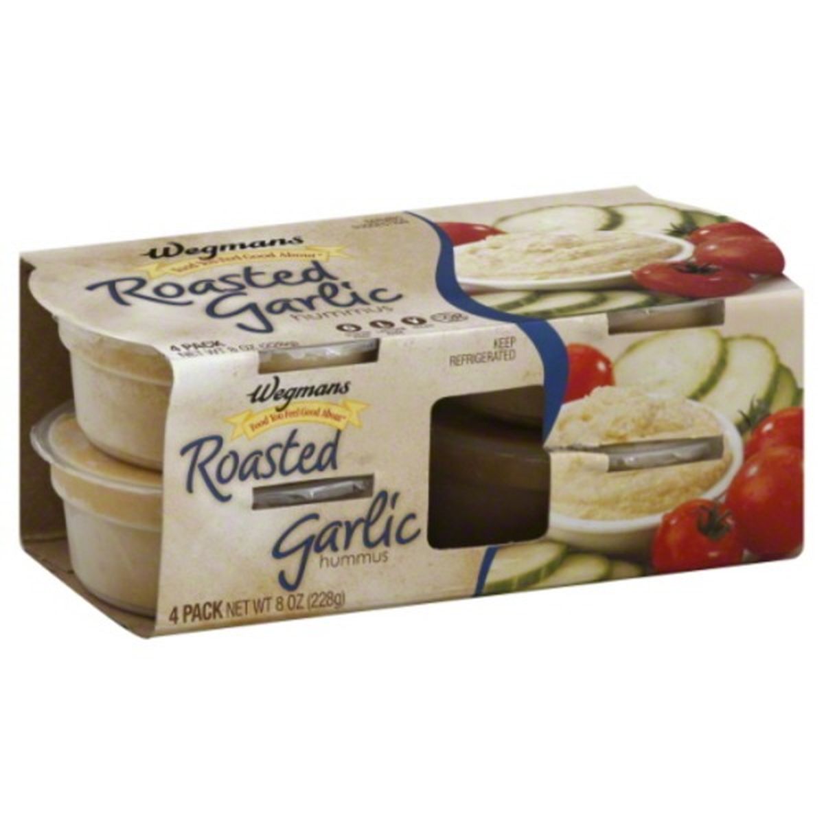 Calories in Wegmans Roasted Garlic Mini Hummus, 4 Pack