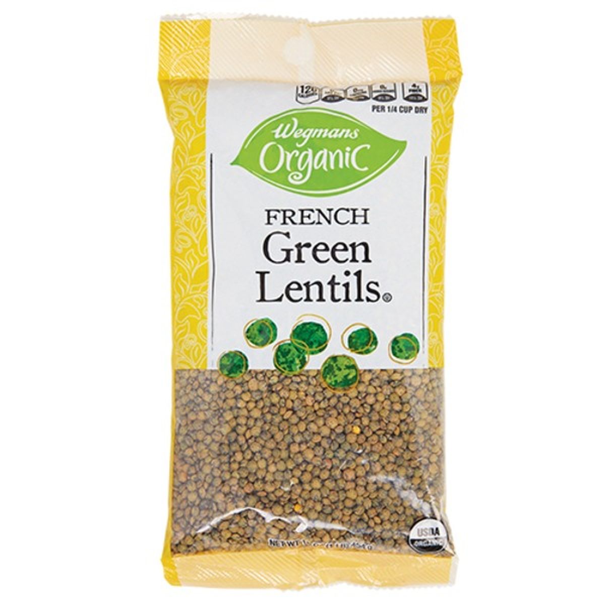 Calories in Wegmans Organic French Green Lentils, Dry