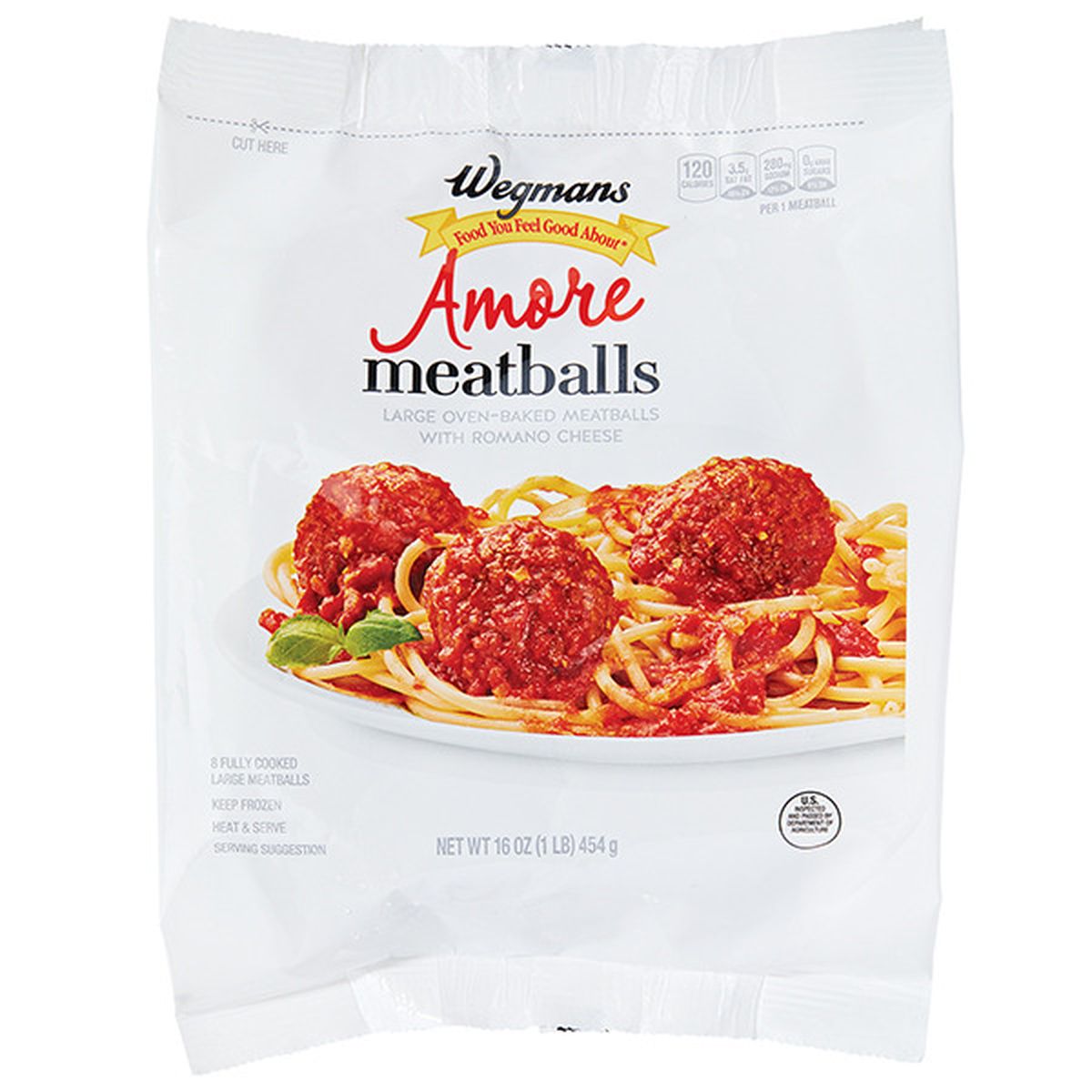 Calories in Wegmans Amore Oven-Baked Large Meatballs