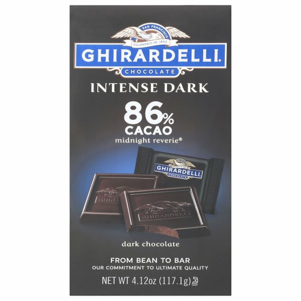 Calories in Ghirardelli Dark Chocolate, Intense, Midnight Reverie, 86% Cacao