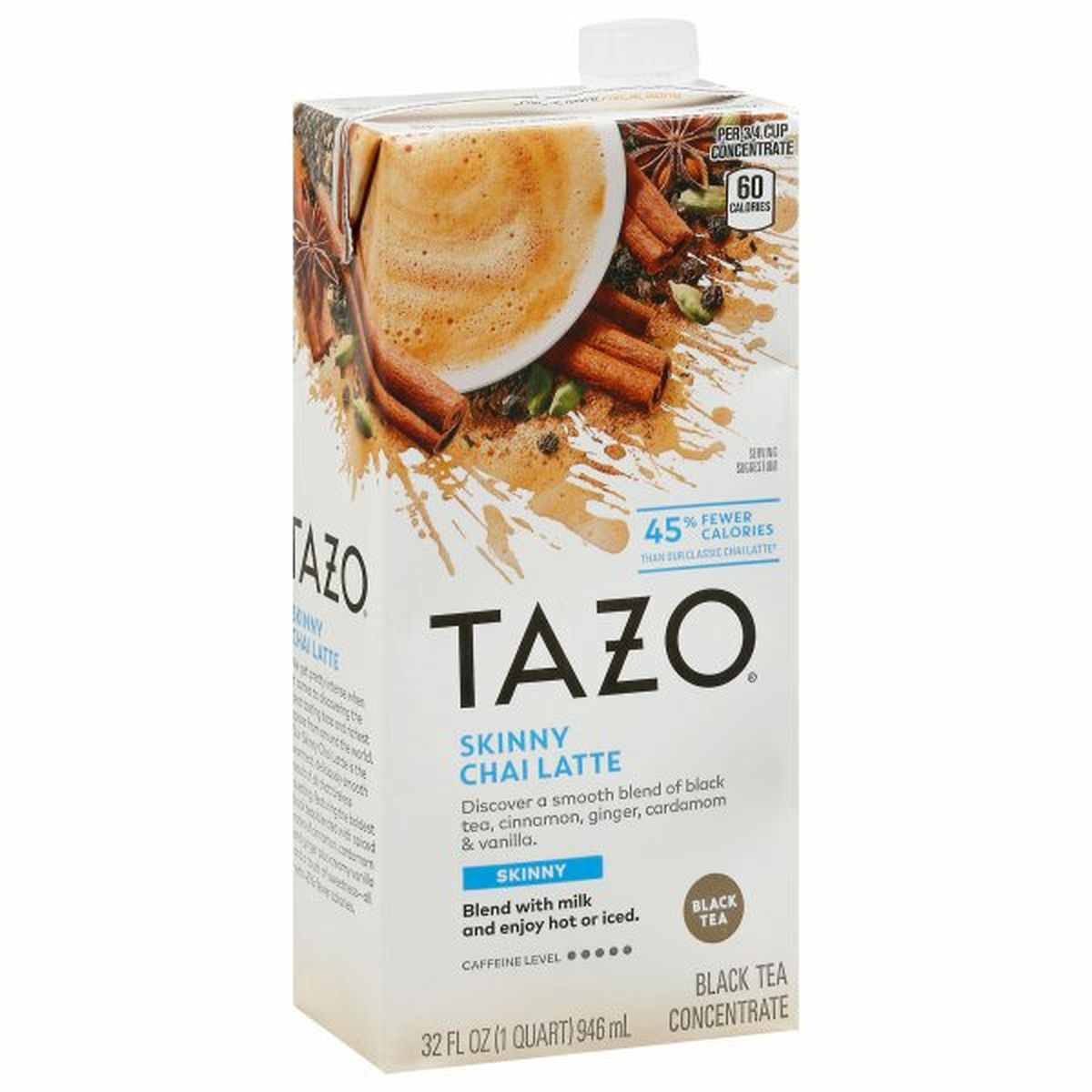 Calories in Tazo Tea Black Tea Concentrate, Skinny Chai Latte