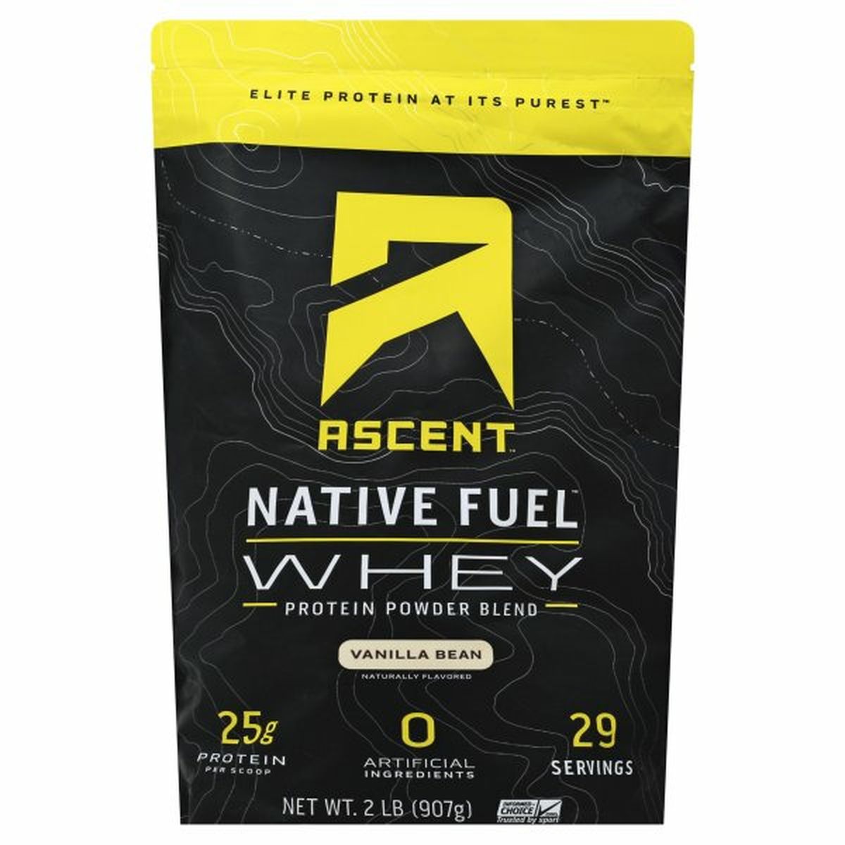 Calories in Ascent Native Fuel Protein Powder Blend, Whey, Vanilla Bean