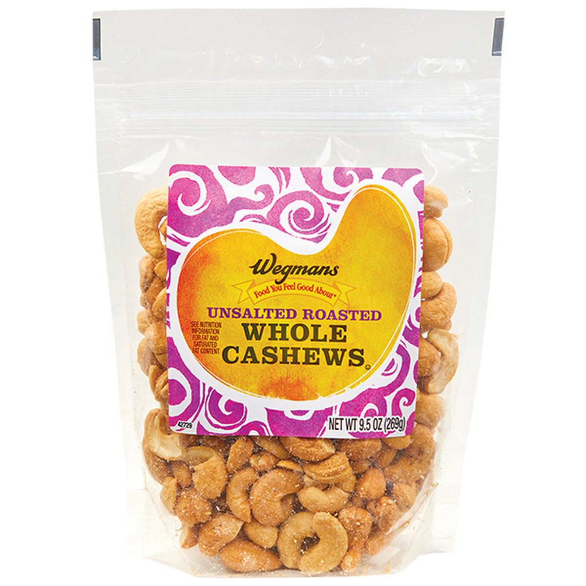 Calories in Wegmans Unsalted Roasted Whole Cashews